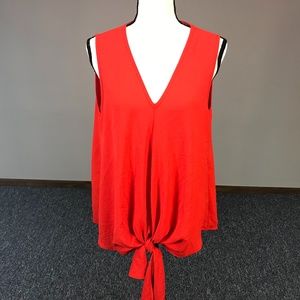 Entro Sleeveless Tie Front V-neck Blouse Large